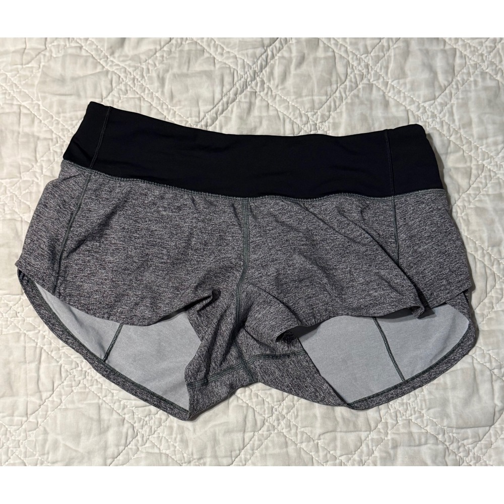 Lululemon Speed Up Shorts Women 4 Gray Black Lined Low Rise Running W7ATDR